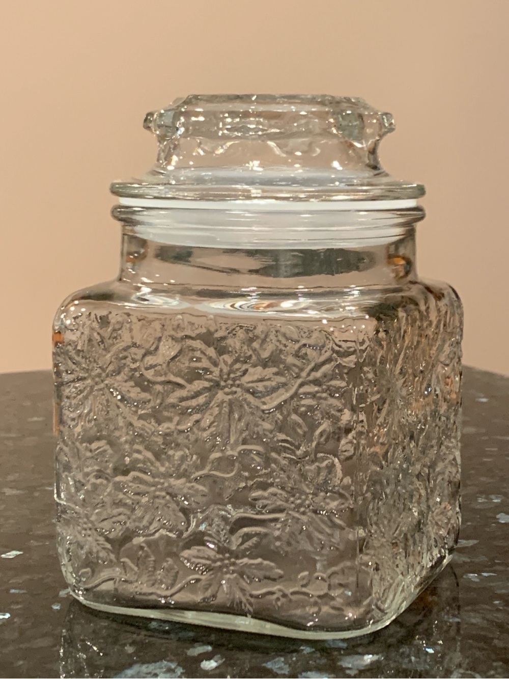 Vintage Princess House Fantasia Crystal Square Canister Jar w/ Lid #549 Storage